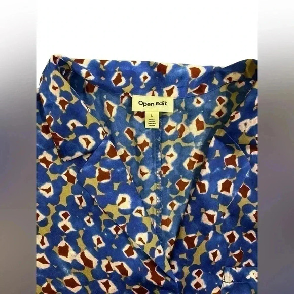 SATIN CAMP SHIRT IN BLUE DAZZLE ZOE DOT Size Large - Picture 4 of 11